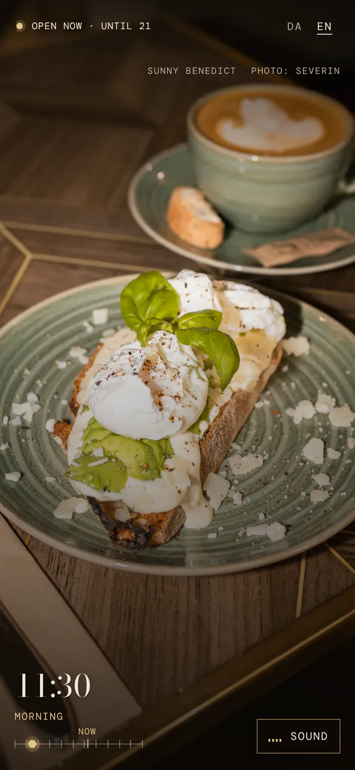 The owner's photo of Sunny Benedict and a cappuccino, filling the phone where the live table was a moment before.